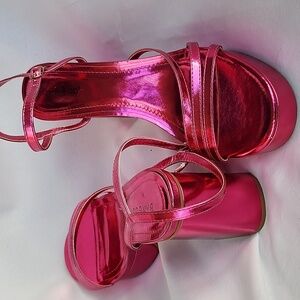 BAMBOO Metallic Pink Platform Heels
